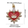 Detail of 26mm heart-shaped copper pendant with red enamel and evil eye motif - Red Enamel Heart Evil Eye (21)