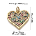 Macro shot of 18x20mm copper heart pendant with colorful micro-inlaid stones - Colorful Micro-pave Heart (25)