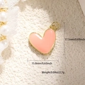Pink heart pendant with gold edges showing 17.5mm height and 15.8mm width dimensions - Pink Enamel Simple Heart (26)