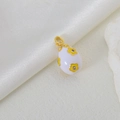 Faberge style egg pendant with white enamel floral pattern and zircon inlays - White Floral (02)