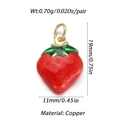 Copper strawberry charm with red enamel and gold finish for jewelry making, 19mm x 11mm - Realistic Copper Strawberry (34)