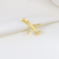 Vista macro di un ciondolo a forma di aereo dorato con zirconi su seta bianca - Stile Aereo Strass Oro (10)