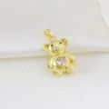 Macro detail of gold bear pendant featuring a sparkling heart-shaped cubic zirconia stone - Golden Heart Rhinestone Bear Style (07)