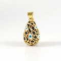 Easter egg pendant with evil eye patterns in gold plated finish for DIY jewelry - Black Evil Eye (05)