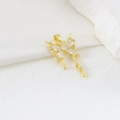 Detailed view of butterfly pendant with zircon inlay and water drop charm in gold finish - EU 27