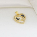 Exquisite gold heart pendant with black enamel inlay and micro-pave cubic zirconia stones - Heart in Heart Black Gold Style (11)