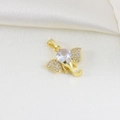 Detailed view of a gold elephant pendant with sparkling cubic zirconia on white silk - 3D Elephant Head Full Rhinestone Style (14)
