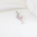 Dettaglio del ciondolo luna e stella con pietra rosa a cuore e micro-pave di zirconi - Stile Luna Gemma Rosa Cuore d'Argento (20)