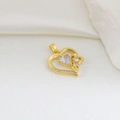Close-up of heart-shaped gold-plated copper pendant with micro-set zircon accents - Gold Single Zirconia Heart Style (15)