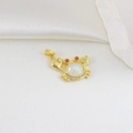 Close-up of golden crab pendant featuring iridescent opal-like stone and zircon accents - Crab Shape Style (18)