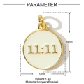 Close-up of 11:11 copper enamel pendant with dimensions 19mm by 13mm and 1.4g weight - 11:11 White Digit Style (22)