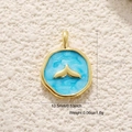 Detail of 17x13.5mm whale tail pendant with blue enamel and 18K gold plated borders - Blue Whale Tail Style (21)