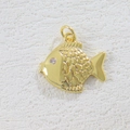 Detailed 18K gold plated fish charm pendant with purple zircon eye for DIY jewelry making - Golden Fish Style (01)