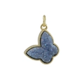 Exquisite gold-plated butterfly pendant with shimmering blue druzy crystal inlay - Butterfly Druzy Blue (02)