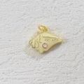 Detailed close-up of a gold-plated shell pendant with yellow enamel and pink accents - Pale Yellow Enamel Snail (03)