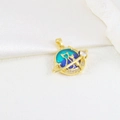 Creative gold planet cat pendant with blue gradient enamel and zircon accents - Gold Planet Cat Style (01)