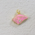 Detailed pink seashell pendant charm with gold plating and white dots for DIY jewelry - Pink Snail (04)