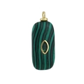 Detail of rectangular malachite pendant with green gemstone and gold plating - 03 Malachite Style
