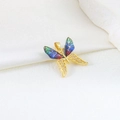 Gold butterfly pendant with iridescent gradient wings and micro-pave zircon crystals - 05