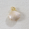 Makroaufnahme von Perlglanz-Muschel-Anhänger mit Goldöse für DIY-Schmuckdesign - Perlmutt Rosa Muschel (07)