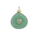 Green teardrop stone pendant with gold clasp and central sparkling white gemstone - 08 Green Aventurine Style