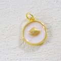 Detail of 18K gold plated shell pendant with mother of pearl inlay on white stone surface - Pearl Pink Shell Style (04)