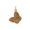 Macro view of side-profile butterfly pendant with orange zircon and gold plating - Butterfly Orange Brown (10)