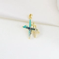 Star-shaped gold charm with blue enamel and sparkling crystals for DIY jewelry - Stacked Stars Dreamy Style (03)