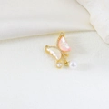 Elegant gold butterfly pendant with pink shell wings and pearl accent for DIY jewelry - 09