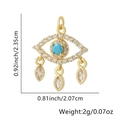 Macro shot of evil eye pendant with micro-paved zircons and turquoise center inlay - Style 3