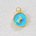 Detailed view of 18K gold plated ocean shell pendant with blue enamel for DIY jewelry - Blue Conch Style (07)
