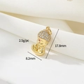 Macro view of a 18k gold plated Buddha pendant with white zircon and red gemstone inlay - 3D Buddha Head Style (H-12595)