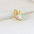 Gold butterfly heart pendant with iridescent crystal and pavé cubic zirconia - US 12