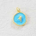 Gold-plated ocean shell pendant with sky blue enamel finish for DIY necklaces - Blue Embossed Shell Style (09)