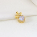 Elegant gold butterfly pendant with a large round cubic zirconia and pavé stones - US 13