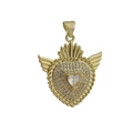 Golden heart angel wing pendant with micro-pave cubic zirconia for necklaces - Heart Angel Wings Style (04)