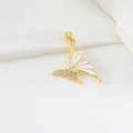 Exquisite gold-plated butterfly pendant with white enamel and sparkling zircon inlay - 17