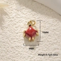Detail view of a 15mm red agate pendant with gold frame and jewelry dimensions - Cinnabar Mini Square Pendant