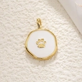 Detailed macro view of 18K gold plated charm with white enamel and golden paw print detail - White Paw Print Style (26)