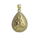 Golden teardrop pendant with hammered texture and white zircon halo on white background - Waterdrop Hammered Pattern (02)