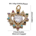 Gold-plated copper heart pendant with clear zircon and multicolor decorative stones - Heart Clear Stone Multicolor Edge (43)