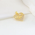 Gold heart pendant with butterfly motifs and sparkling cubic zirconia stones - 19