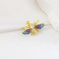 Exquisite golden bee pendant with colorful gradient enamel wings and cubic zirconia - 20