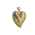 Close-up of golden heart pendant with liquid metal texture and crystal stones - Liquid Metal Heart (04)
