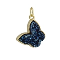 Exquisite gold-plated butterfly pendant featuring micro-set sparkling dark blue crystals - Butterfly Royal Blue (06)