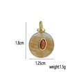 Detailed size view of translucent oval pendant with red gemstone and dimensions - Coffee Crystal
