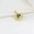 Pendente celeste dorato con pietra galassia blu e luna pavimentata di cristalli brillanti - Stile Mezzaluna Pianeta Blu Oro (18)