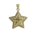Gold-plated star pendant with cubic zirconia inlay and geometric textured center - Star Bumpy Texture Style (14)