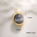 Macro view of a 15.6mm gold-plated copper pendant with grey-purple cat eye stone detail - Tiger Eye Stone Acorn Pendant