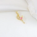 Ciondolo bacchetta magica luna e cuore placcato oro con zircone rosa e pietre bianche - Stile Bacchetta Magica Cuore di Luna Oro (19)